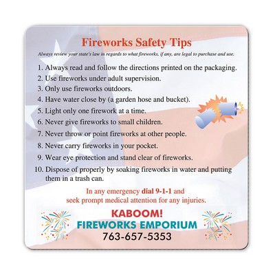 Health & Safety Laminated Fireworks Safety Magnet