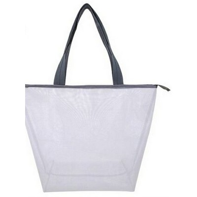 Fashion Mesh Tote Bag w/ Clear PVC Lining