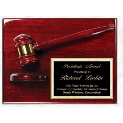 Rosewood Piano Finish Plaque w/ Slanted Gavel