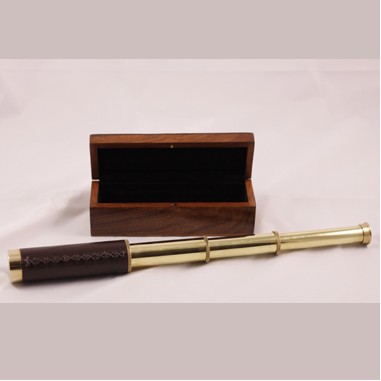 4 Section Brass Telescope w/ Vinyl Grip in Wooden Box