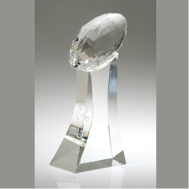 Optical Crystal Football Trophy (Sand Blasted)