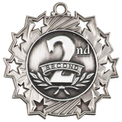 Ten Star 2nd Place Medal - 2-1/4"