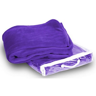 Micro Plush Coral Fleece Blanket --50X60 Purple (Embroidered)