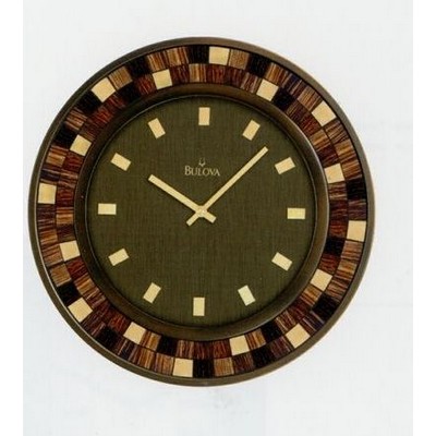 Bulova Mosaica Round Mosaic Glass Clock w/ Burnished Bronze Finish