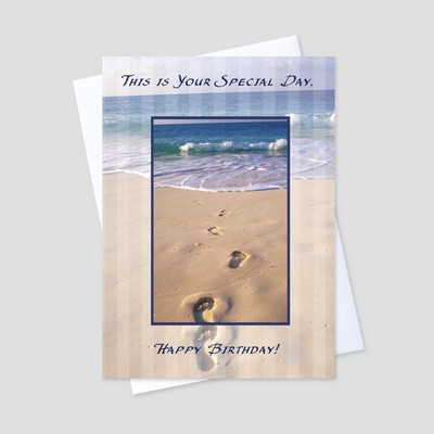 Footprints in the Sand Birthday Greeting Card