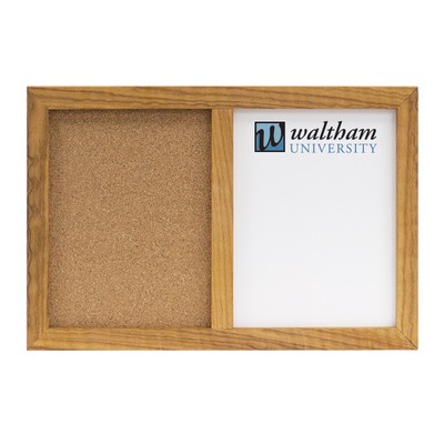 Oak Frame Wall Combination Board - 12x18 [Cork/Chalk/Wet-Erase]