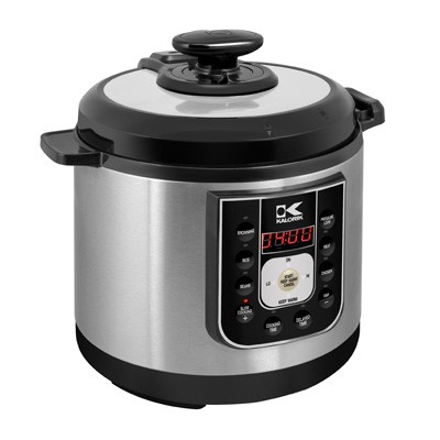 Black And Stainless Steel Perfect Sear Pressure Cooker