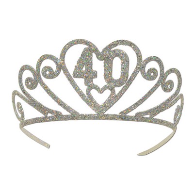 Glittered Metal "40" Tiara