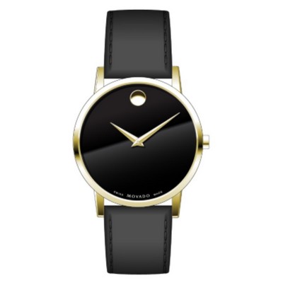 Movado Men's Classic Museum Watch w/Black Dial & Yellow Gold Case