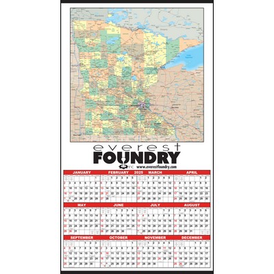 Small Minnesota State Map Year-In-View® Calendar