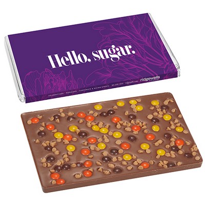 Foil Wrapped One Pound Belgian Chocolate Bar w/ Reese's® Pieces & Peanut Butter Chips