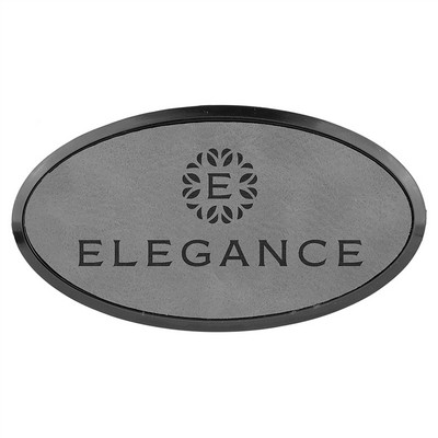 Gray 1-3/16"H Framed Oval Badge w/Magnet, Laserable-Leathette