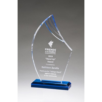 Flame Series Clear Acrylic Award with Blue Accent