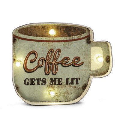 Coffee Gets Me Lit LED lit metal wall décor