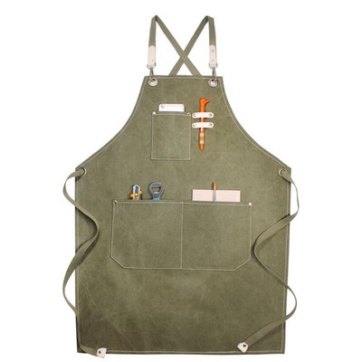 Adjustable Back Cross Canvas Work Apron with Pocket