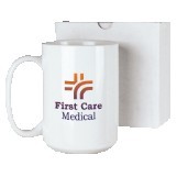 15 oz. White Ceramic Mug w/White Box