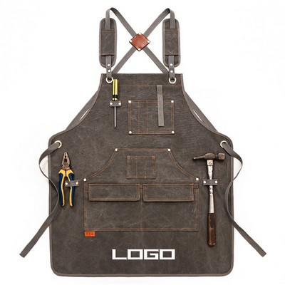 Unisex Canvas Work Apron with Multi Pockets