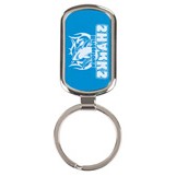 1 1/8" x 1 7/8" Blue Laserable Rectangle Keychain