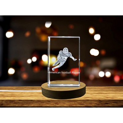 American Football Player 3D Engraved Crystal 3D Engraved Crystal Keepsake/Gift/Decor/Collectible