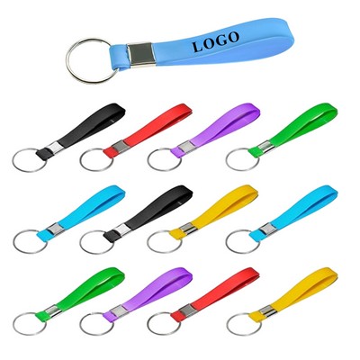 Screen Printed Silicone Wristband Keychain