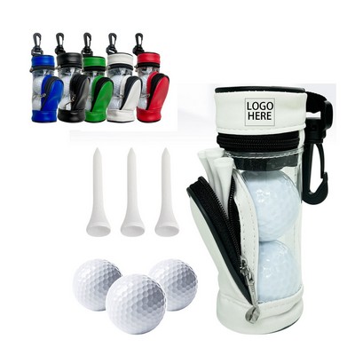 Mini Golf Bag w/3 Plain White Golf Balls and five 2 3/4" Golf Tees