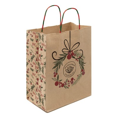 Full Color Natural Holiday Handle Shopper 8.5" x 10.25" x 5"