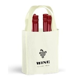 Four bottles wine bag 9"x13"x6" Full Gusset -100% Natural Cotton Canvas -Self fabric Handles