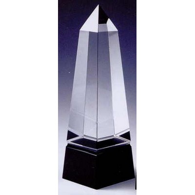 Black Optic Crystal Eminence Obelisk Award w/Cube Base