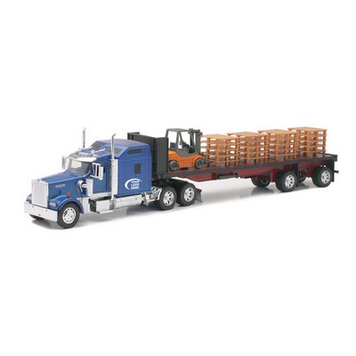 Die Cast Replica Kenworth W900 Flatbed w/ Forklifts & Pallets (u)