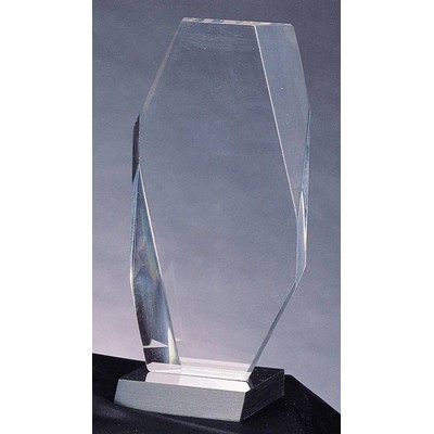 Millennium Clear Wavy Rectangle Award w/ Black Base - 4"x9 3/4"x3/4"