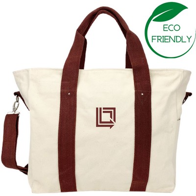 Voyager Canvas Duffle Bag - Natural Beige/Maroon Red