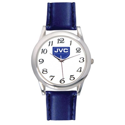 Men's Blue Leather Strap Watch