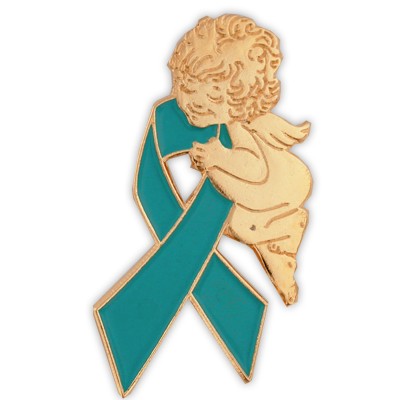 Teal Ribbon & Angel Pin