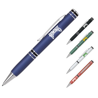 David Aluminum Twist Ballpoint Pen w/Black & Silver Rings