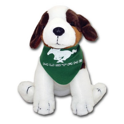 8" Sitting Beanie Bandana White/ Brown Dog