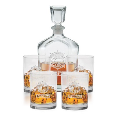 5 Piece Decanter Set - Etched