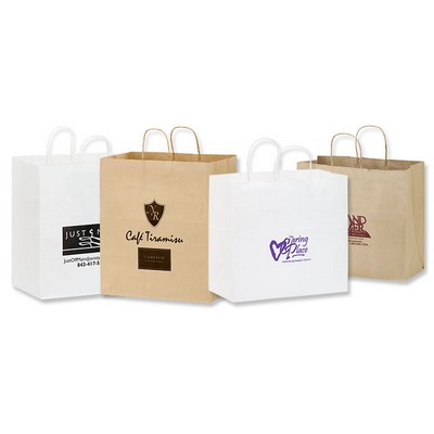 Short Run White Kraft Carry Out Bag (14½"x9½"x16¼")