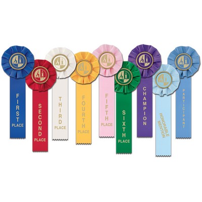 Gymnastics Stock Rosette Ribbon w/ Single Streamer