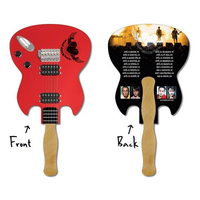 Hand Fan - 6.5x8 Laminated Guitar Shape Laminated - 14 pt.