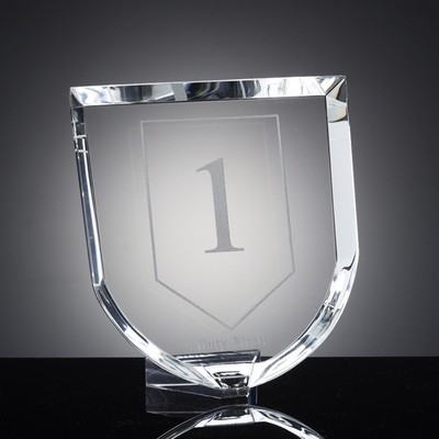 Optical Cut Crystal Shield Award w/Beveled Edge (7-1/8" x 6½")