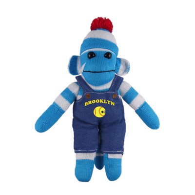 Blue Sock Monkey (Plush) in denim overall.