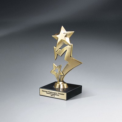 Gold Cascade Metal Stars on Genuine Italian Marble Base - Small