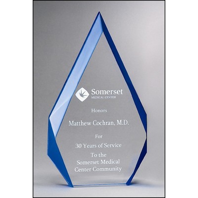 Flame Series Clear Acrylic Award w/Blue Accented Bevels (4.25"x 7.875")