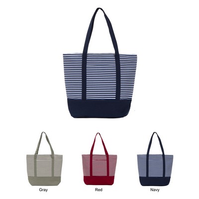 Large Cotton Canvas Stripe Tote Bags