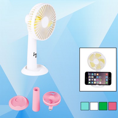 4 1/4" Rechargeable Handheld Fan w/Power Bank