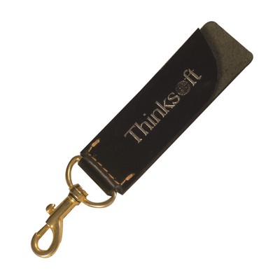 Medium Leather Key Tag with Carabiner Hook (3.94"x1.18")