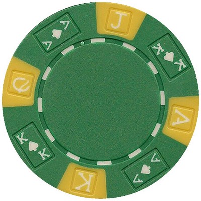 Closeout: 11.5 gram ABS Ace King tri color Green poker chips - Blank