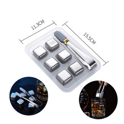 Whisky Stainless Steel Ice Cube 6 Pieces/Set