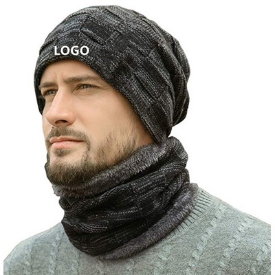 2 in 1 Winter Beanie Hats Scarf Set