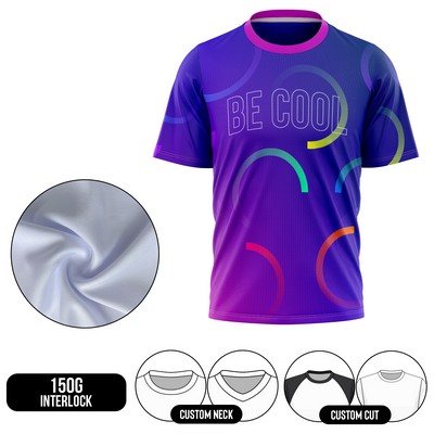 Unisex and Kids' Full Sublimation Short Sleeve T-Shirt - 1-Way Stretch Performance Interlock